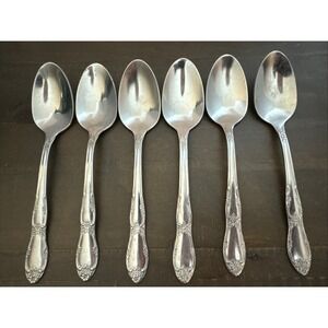 Oneida FENWAY Teaspoons 6" ~ Glossy Stainless Flatware lot Set Of 6